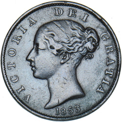 1853 Halfpenny - Victoria British Copper Coin - Nice