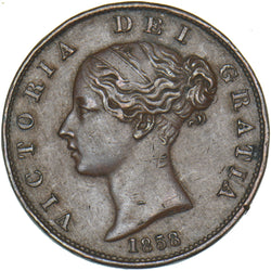 1858 Halfpenny - Victoria British Copper Coin - Nice