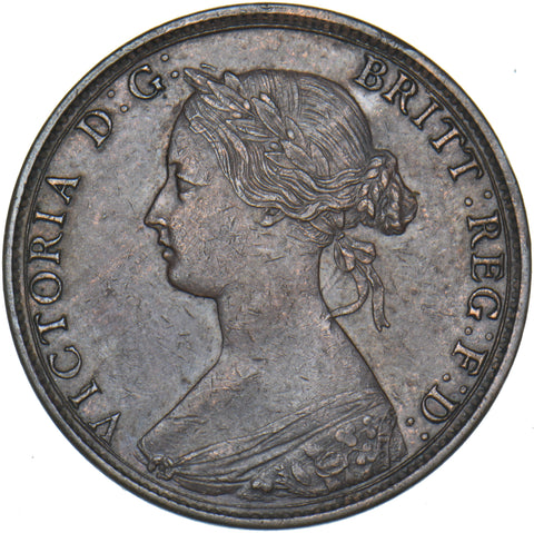 1863 Halfpenny - Victoria British Bronze Coin - Very Nice