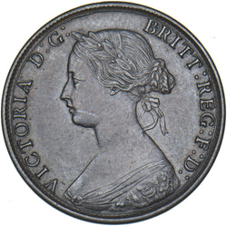 1863 Halfpenny - Victoria British Bronze Coin - Very Nice