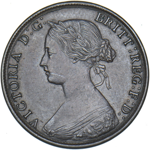 1863 Halfpenny - Victoria British Bronze Coin - Very Nice