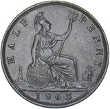 1863 Halfpenny - Victoria British Bronze Coin - Very Nice
