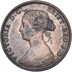1865 Halfpenny - Victoria British Bronze Coin - Nice