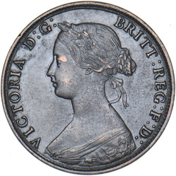 1865 Halfpenny (5 Over 3) - Victoria British Bronze Coin - Very Nice