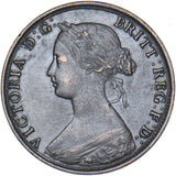 1865 Halfpenny (5 Over 3) - Victoria British Bronze Coin - Very Nice