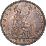 1866 Halfpenny - Victoria British Bronze Coin - Superb