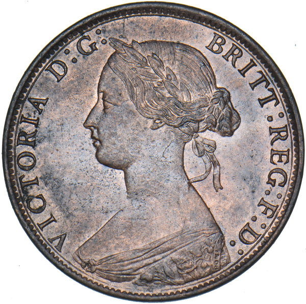 1868 Halfpenny - Victoria British Bronze Coin - Very Nice