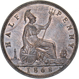 1868 Halfpenny - Victoria British Bronze Coin - Superb