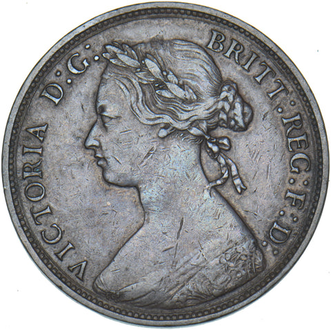 1876 H Halfpenny - Victoria British Bronze Coin - Nice