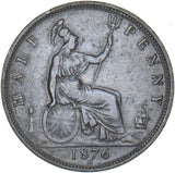 1876 H Halfpenny - Victoria British Bronze Coin - Nice
