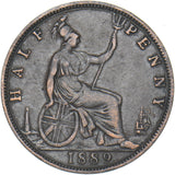 1889 Halfpenny - Victoria British Bronze Coin - Nice