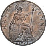 1901 Halfpenny - Victoria British Bronze Coin - Superb