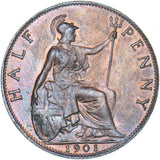 1901 Halfpenny - Victoria British Bronze Coin - Superb