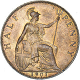 1901 Halfpenny - Victoria British Bronze Coin - Superb