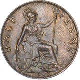 1902 Halfpenny - Edward VII British Bronze Coin - Very Nice