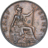 1902 Halfpenny - Edward VII British Bronze Coin - Very Nice