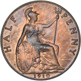 1910 Halfpenny - Edward VII British Bronze Coin - Superb