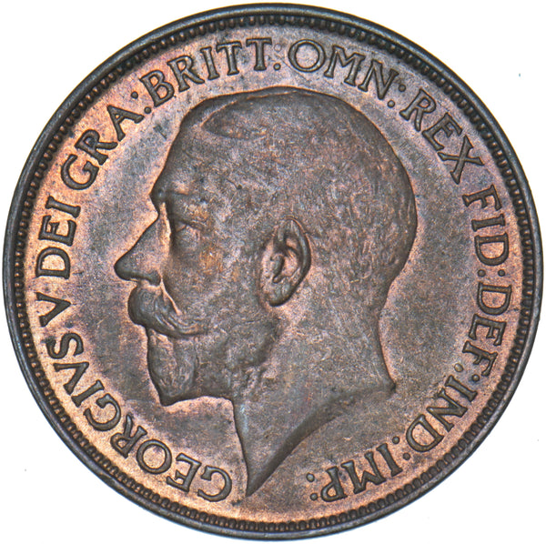 1921 Halfpenny - George V British Bronze Coin - Very Nice