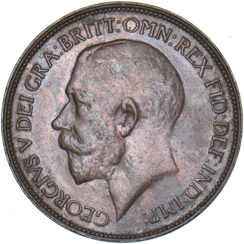 1921 Halfpenny - George V British Bronze Coin - Very Nice