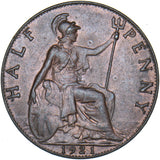 1921 Halfpenny - George V British Bronze Coin - Very Nice