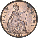 1927 Halfpenny - George V British Bronze Coin - Very Nice