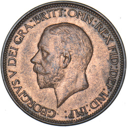 1928 Halfpenny - George V British Bronze Coin - Very Nice