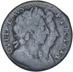 1694 Farthing - William & Mary British Copper Coin
