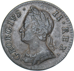 1754 Farthing - George II British Copper Coin - Nice