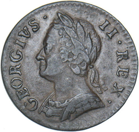 1754 Farthing - George II British Copper Coin - Nice