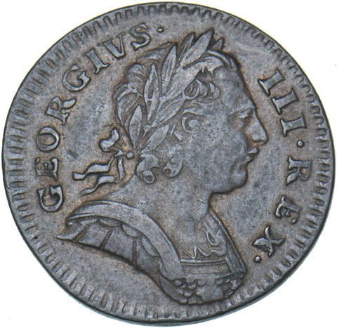 1773 Farthing - George III British Copper Coin - Nice