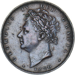 1826 Farthing - George IV British Copper Coin - Nice