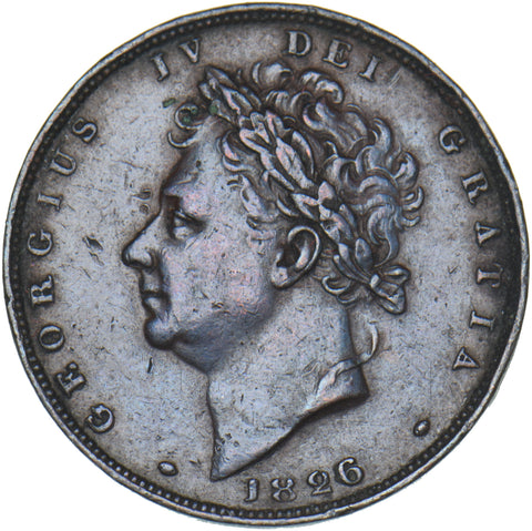 1826 Farthing - George IV British Copper Coin - Nice