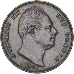 1831 Farthing - William IV British Copper Coin - Very Nice