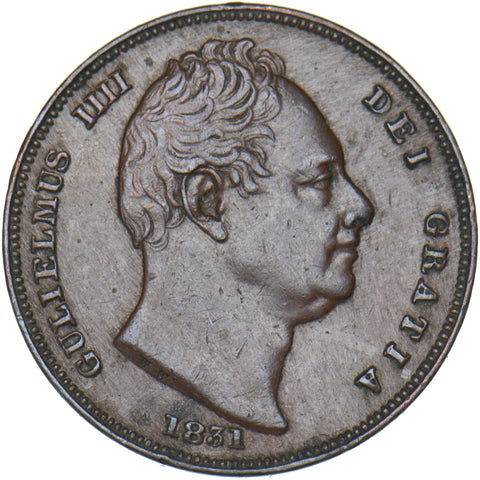 1831 Farthing - William IV British Copper Coin - Very Nice
