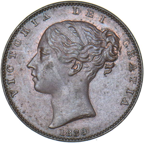 1839 Isle Of Man Farthing - Copper Coin - Very Nice