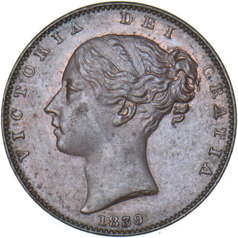 1839 Isle Of Man Farthing - Copper Coin - Very Nice