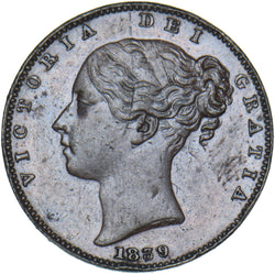 1839 Farthing (2 Pronged Trident) - Victoria British Copper Coin - Very Nice