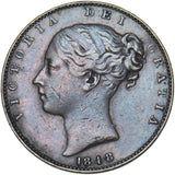 1848 Farthing - Victoria British Copper Coin - Nice