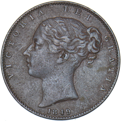 1849 Farthing - Victoria British Copper Coin - Nice