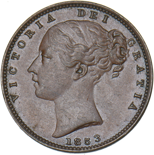 1853 Farthing - Victoria British Copper Coin - Very Nice