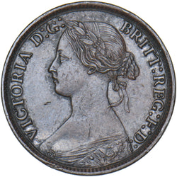 1863 Farthing - Victoria British Bronze Coin - Very Nice