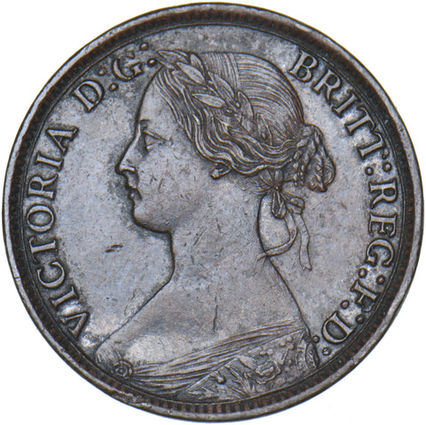 1863 Farthing - Victoria British Bronze Coin - Very Nice