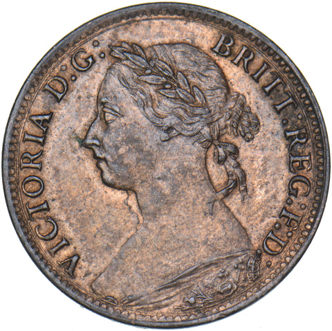 1890 Farthing - Victoria British Bronze Coin - Very Nice