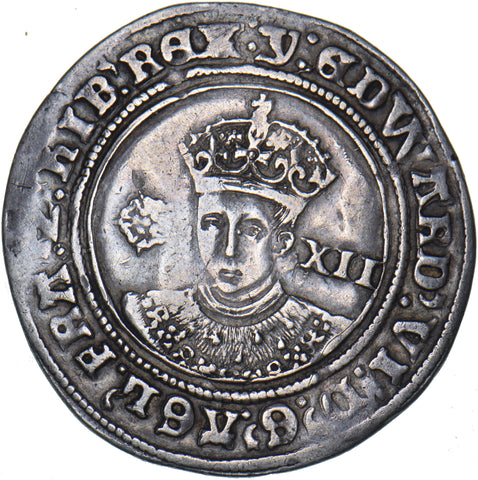 1551-3 Shilling - Edward VI British Silver Hammered Coin - Very Nice