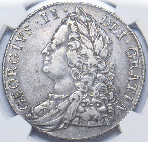 1750 Crown (NGC XF 40) - George II British Silver Coin - Nice