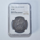 1750 Crown (NGC XF 40) - George II British Silver Coin - Nice