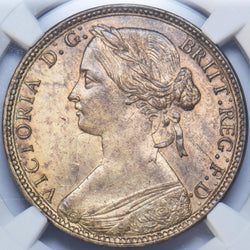 1860 Penny (NGC MS 63 RB) - Victoria British Bronze Coin - Superb