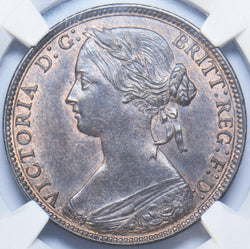 1860 Penny (NGC MS 63 BN) - Victoria British Bronze Coin - Superb