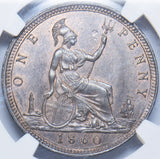 1860 Penny (NGC MS 63 BN) - Victoria British Bronze Coin - Superb