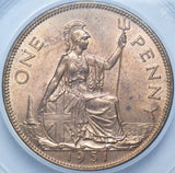 1951 Penny (CGS UNC 80) - George VI British Bronze Coin - Superb